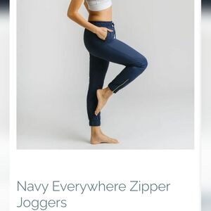 Navy zipper everywhere joggers